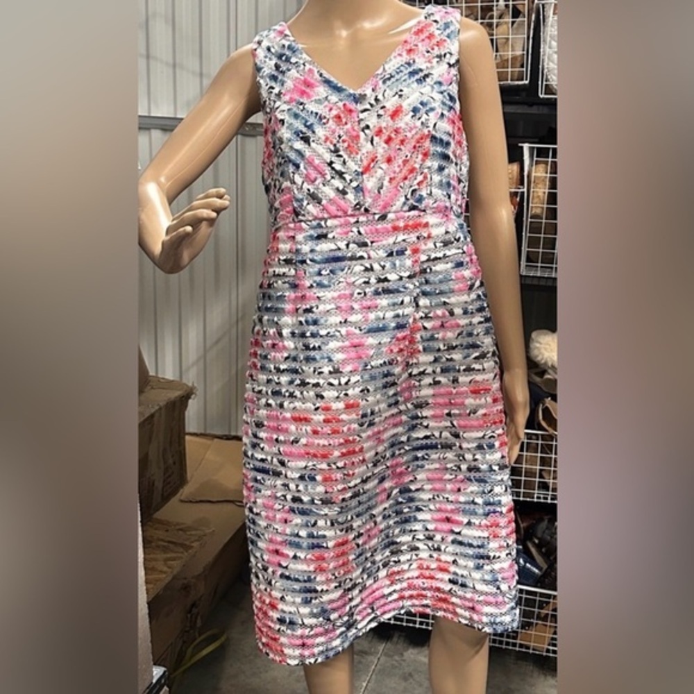 Motherhood maternity pink blue and white floral sleeveless dress size medium